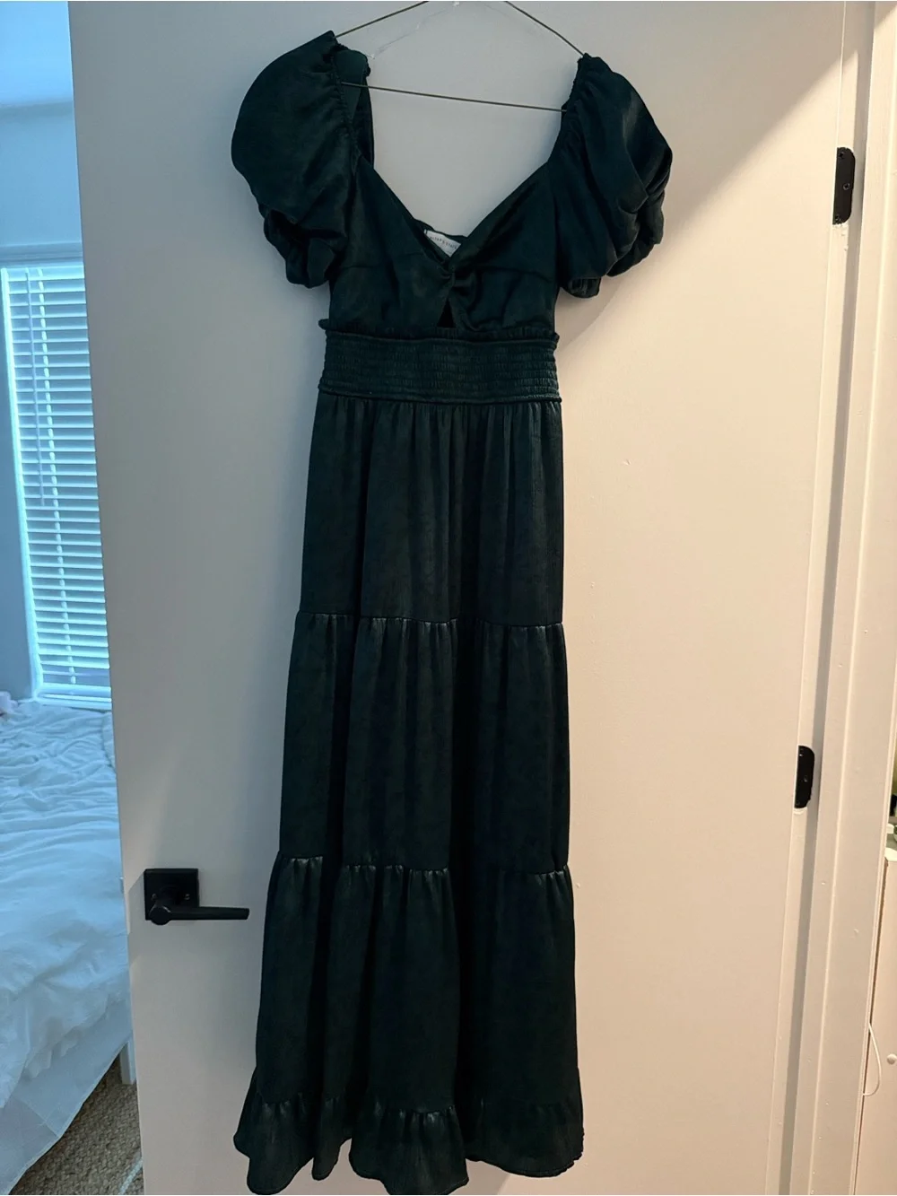 Altar'd State Teal Puff-Sleeve Tiered Maxi